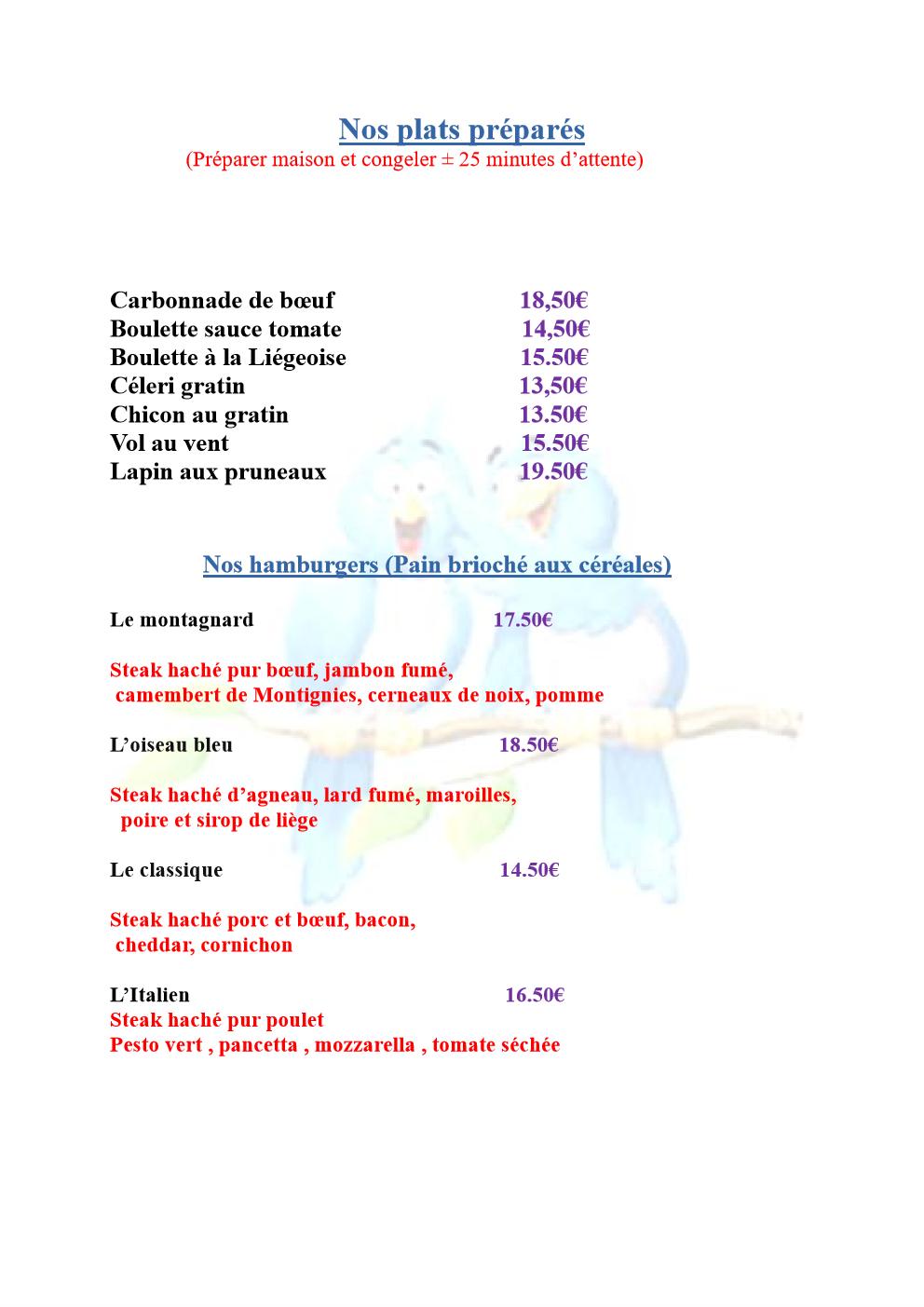 L'Oiseau Bleu Brasserie-Restaurant menu 3